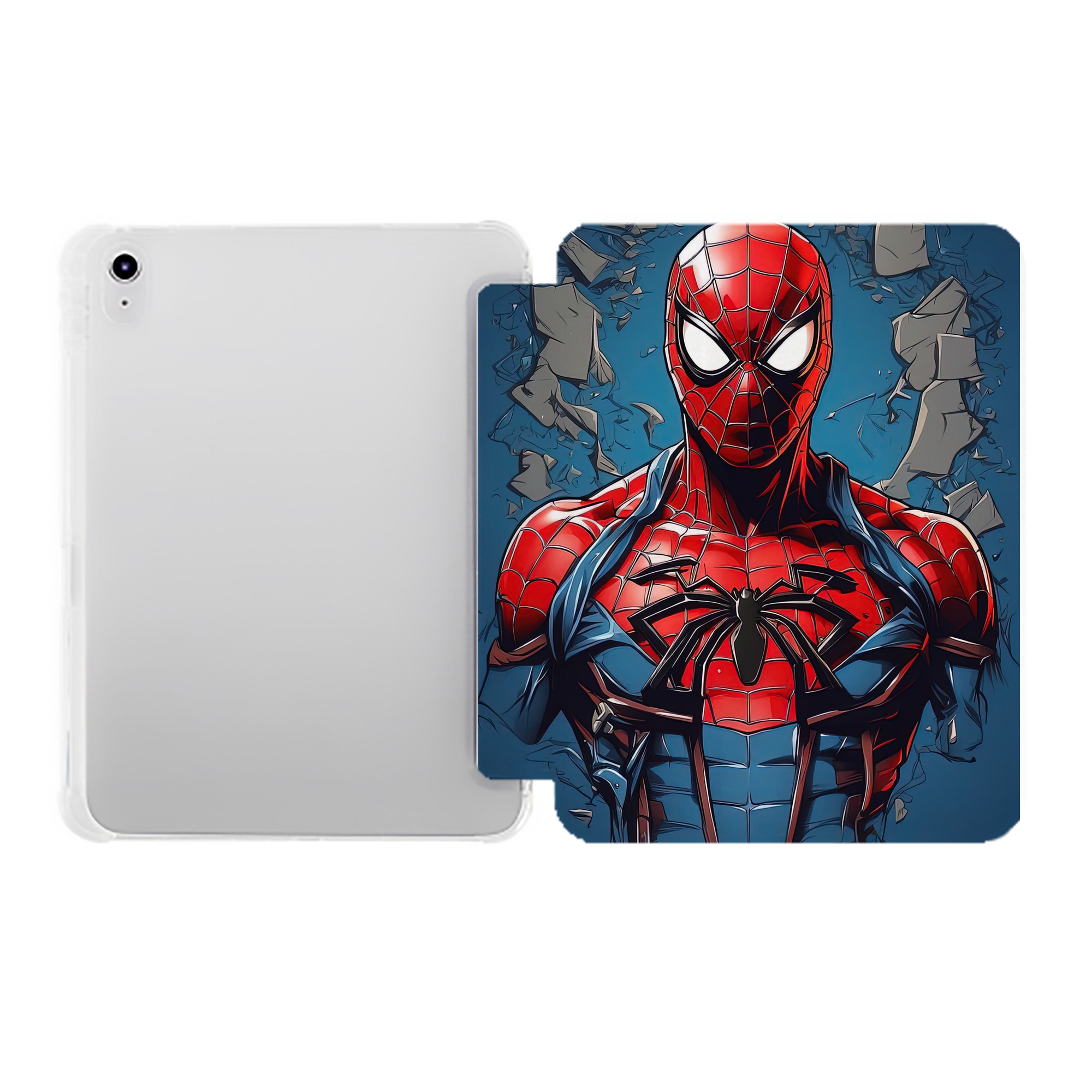 （画像用） Spider Man スパイダーマン IPad ケース ペン収納付き 三つ折りスタンド PUレザー×シリコン 対応機種9.5/10.5/10.9インチ